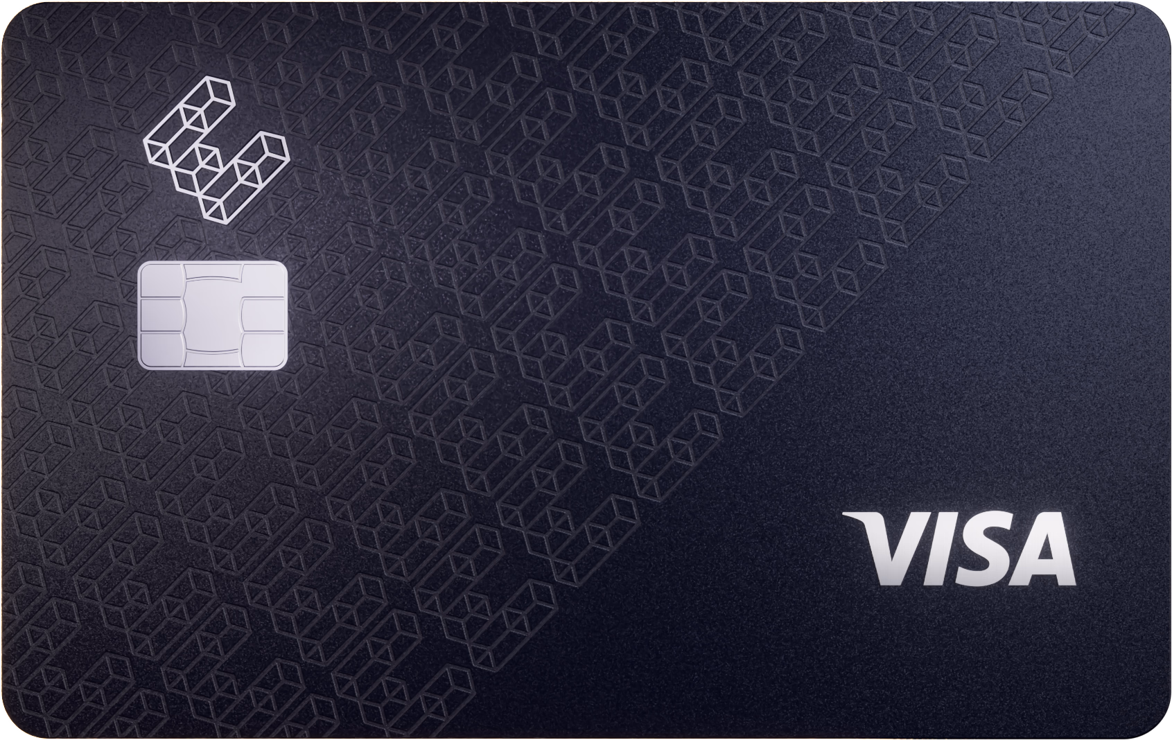 Luxe 공식 카드 디자인, 어두운 바탕의 패턴 및 Visa 로고