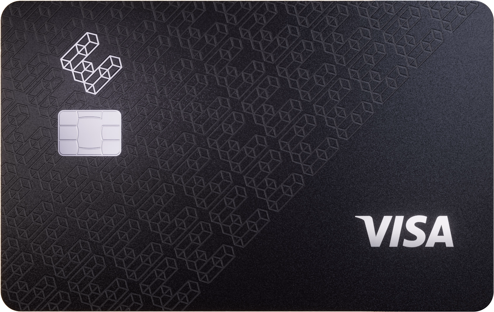 Pinnacle 공식 카드 디자인, 검은색 바탕의 패턴 및 Visa 로고